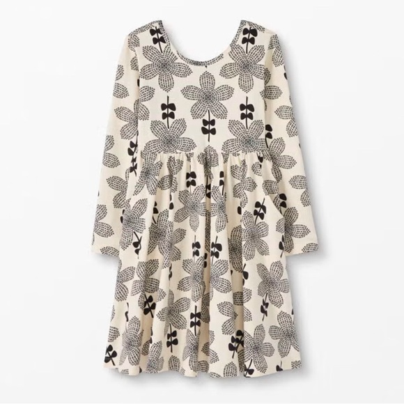 Hanna Andersson Other - Hanna Andersson Super Twirl Celebration Dress Floral Ecru Black Size 12 Pockets